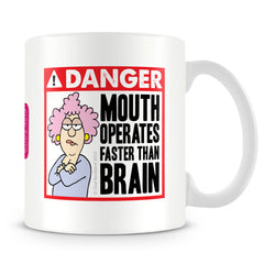 DANGER: Mouth operates faster than brain Mug